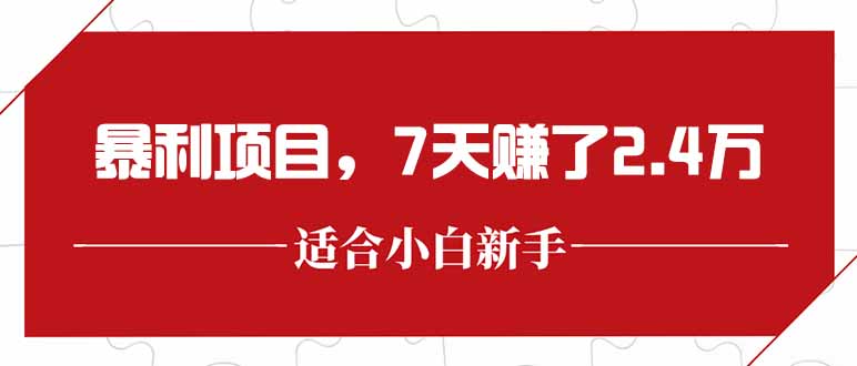 最新暴利项目，每单收益轻松在300以上，7天赚了2.4万-涵知项目站