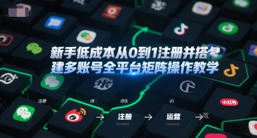 新手低成本从0到1注册并搭建多账号全平台矩阵操作教学，手机号-邮箱-IP-工具-涵知项目站