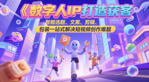数字人IP打造获客变现实操课，智能选题、文案、剪辑、包装一站式解决短视频创作难题-涵知项目站