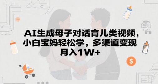 AI生成母子对话育儿类视频，小白宝妈轻松学，多渠道变现，月入1W+-涵知项目站