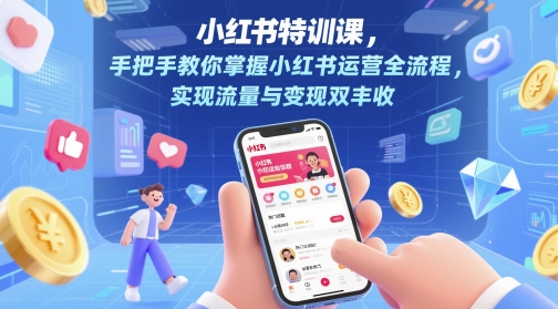 小红书特训课，手把手教你掌握小红书运营全流程，实现流量与变现双丰收-涵知项目站