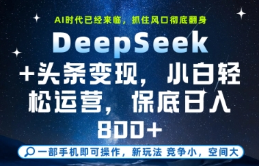 DeepSeek+头条变现，保姆级教学，小白轻松上手，日入8张+【揭秘】-涵知项目站