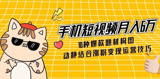 （14791期）手机短视频月入6万，10种爆款题材构图，动静结合涨粉变现运营技巧-涵知项目站