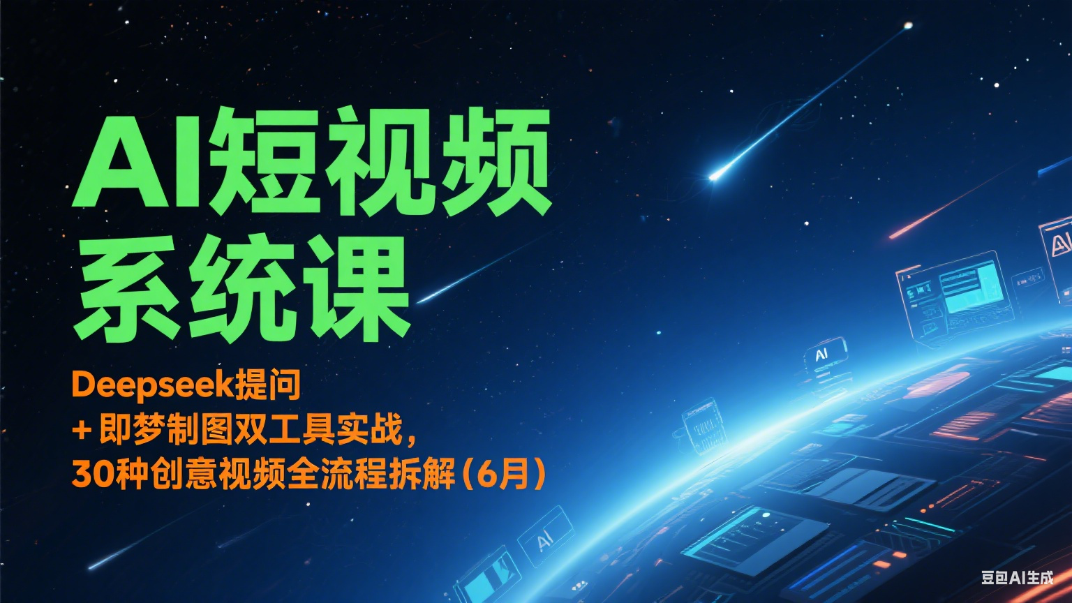 AI短视频系统课：Deepseek提问 + 即梦制图双工具实战，30种创意视频全流程拆解(6月)-涵知项目站