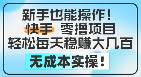 新手也能操作，快手零撸挣米，轻松每天挣2-5张，完全无成本-涵知项目站