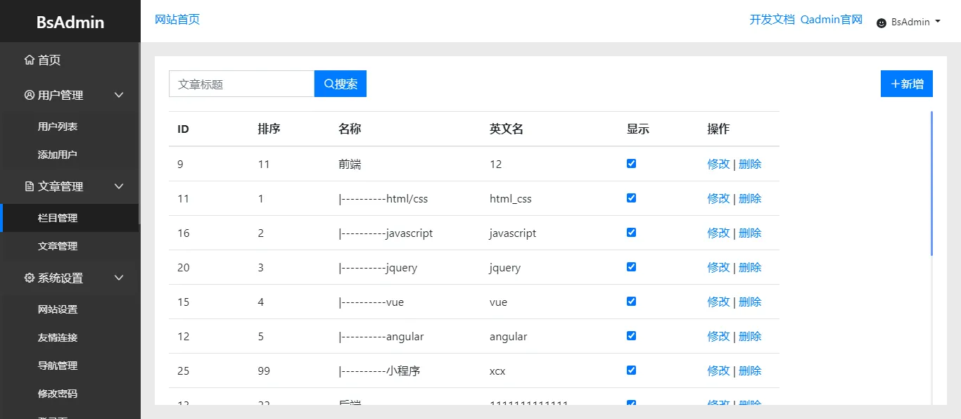 bsadmin(基于Bootstrap4构建的后台模板)-涵知项目站