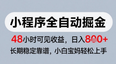 微信小程序全自动掘金，快速见收益，长期稳定靠谱，零基础友好，日入8张【揭秘】-涵知项目站