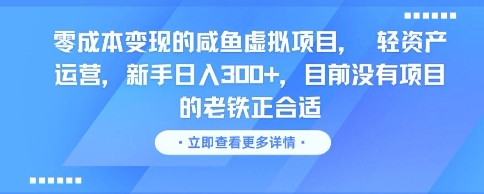 零成本变现的咸鱼虚拟项目， 轻资产运营，新手日入3张+，目前没有项目的老铁正合适-涵知项目站