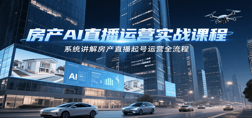 房产AI直播运营实战课程，系统讲解房产直播起号运营全流程-涵知项目站