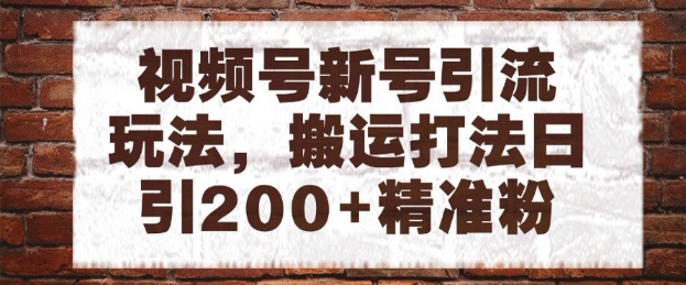 视频号新号引流玩法，搬运打法日引200+精准粉，可矩阵放大【揭秘】-涵知项目站