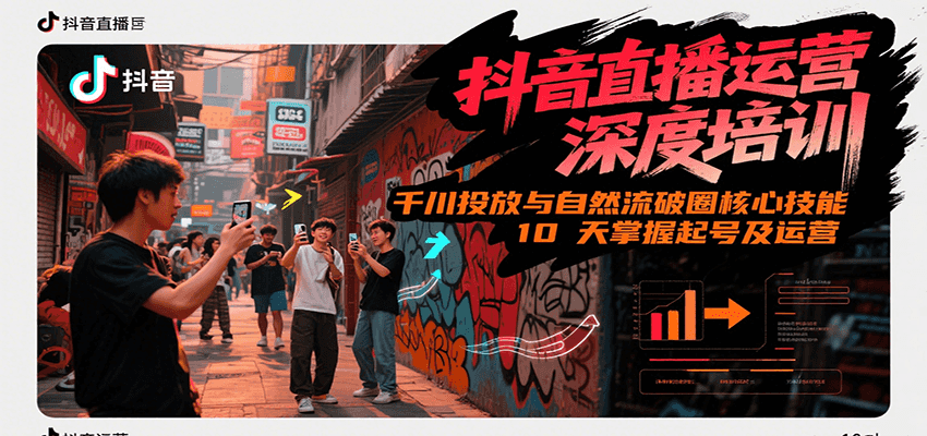 抖音直播运营深度培训，千川投放与自然流核心技能，10天掌握起号及运营(6-7月新课)-涵知项目站