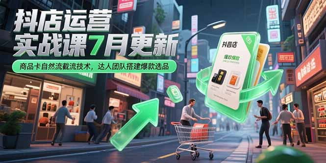 抖店运营实战课7月更新，商品卡自然流截流技术，达人团队搭建爆款选品-涵知项目站